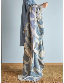 Modrá/béžová deka z recyklovanej bavlny 130x160 cm Salobre – Bloomingville