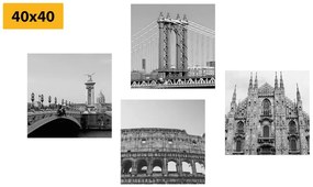 Set obrazov mestá v čiernobielom prevedení Varianta: 4x 40x40