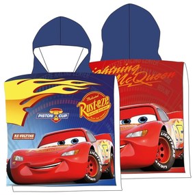 DETSKÝ BAVLNENÝ PONČO UTERÁK S KAPUCŇOU CARS 50X115 CM VZOROVANÝ