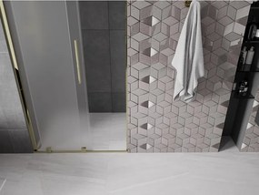 Mexen Velar, posuvné sprchové dvere do otvoru 110 cm, 8mm sklo námraza, zlatá lesklá, 871-110-000-31-50