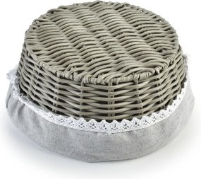 Okrúhly košík na pečivo SINO 23x10 cm sivý
