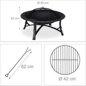 Kovové prenosné ohnisko FIREBOWL ∅ 90 cm, čierne