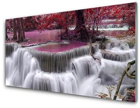 Obraz na akrylátovom skle Vodopád góry príroda 125x50 cm