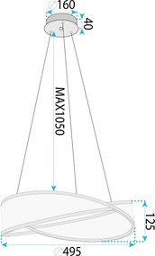 Toolight Toolight, stropné svietidlo 50cm, 62W, 4000K, 4500lm, G136-CP, zlatá, OSW-02620