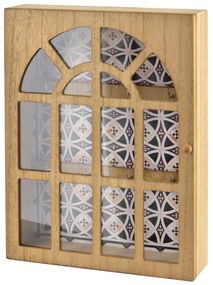 Skříňka na klíče STACY Window 28x21 cm hnědá