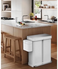 Simplehuman Pedálový odpadkový kôš na triedený odpad, 58 l, biela oceľ