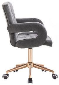 LuxuryForm DESIGN Stolička BOSTON VELUR na zlatej základni s kolieskami - šedá