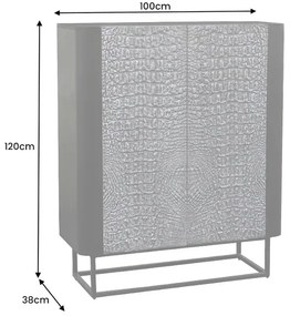 Dizajnová vysoká komoda Helvius 120 cm sivá / čierna