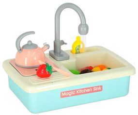 KIK XXL detské umývadlo hracia kuchynka s príslušenstvom, modré – pre 3+