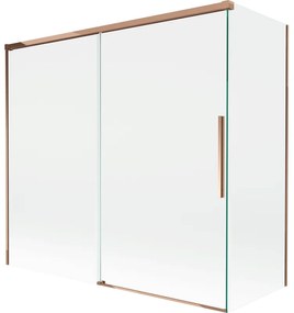 Mexen Rox, 2-krídlová posuvná vaňová zástena 170 + 70 x 150 cm, 8mm číre sklo, ružové zlato profil, 8C9-170-070-60-00
