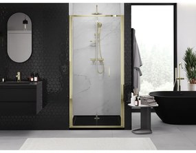 Mexen Exo, skladacie sprchové dvere 85 cm, číre sklo, zlatá, 816-085-000-50-00