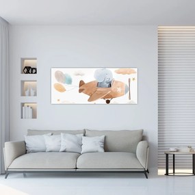 Obraz - Akvarelový slon v lietadle (120x50 cm)
