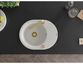 Mexen Kevin, drez granitový 586x458x190 mm, 1-komorový a zlatá Rita, biela, 6517-20-670300-50