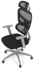 Kancelárska ergonomická stolička GRANT II — sieť, látka, sivá/čierna