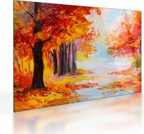 Sklenený obraz - Olejomaľba, farebná jeseň (70x50 cm)