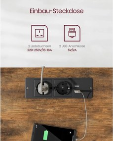 Elektrický výškovo nastaviteľný písací stôl so zásuvkou a zásuvkou, 140 x 60 cm, hnedo-čierny.