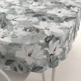Biante Zamatový oválny obrus Tamara TMR-016 Designové kvetiny na sivozelenom 120x200 cm