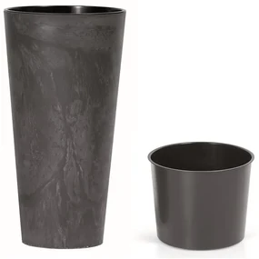 Kvetináč TUBUS SLIM BETON EFFECT s vložkou 30 cm,antracit, 30 cm
