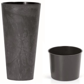 Kvetináč TUBUS SLIM BETON EFFECT s vložkou 30 cm,antracit