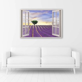 Gario Obraz na plátne Okno - levanduľové pole Rozmery: 60 x 40 cm