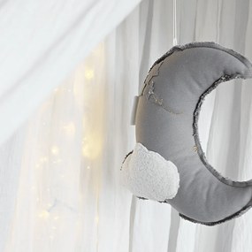 Závesná dekorácia mesiac svetlo šedá 31x31x10cm