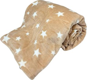 Home Elements Mikroflanelová deka, béžová, hviezdy