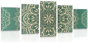 5-dielny obraz Mandala na tyrkysovom pozadí