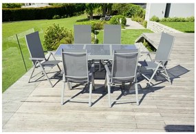 Livarno home Hliníkový záhradný rozkladací stôl Houston + Hliníkové kreslo Houston s vysokým operadlom, 6 kusov  (800008266)
