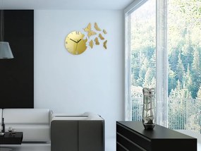 Moderné nástenné hodiny MOTÝLE GOLD HMCNH003-gold