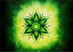 Obraz - Kvetinová mandala v zelenom pozadí (70x50 cm)