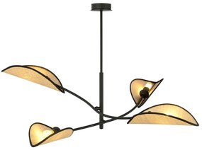 Luster na tyči LOTUS 4xE14/10W/230V čierna/béžová