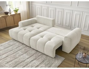 Biela ženilková rozkladacia/s úložným priestorom rohová pohovka (ľavý roh/s leňoškou) Roxelane – Bobochic Paris