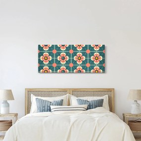 Obraz - Retro vzor s kvetmi (120x50 cm)