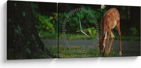 Obraz srnky (s hodinami) (90x30 cm)