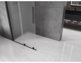 Mexen Velar L, posuvná sprchová zástena Walk-in 90 x 200 cm, 8mm sklo námraza, čierna matná, 871-090-003-33-70