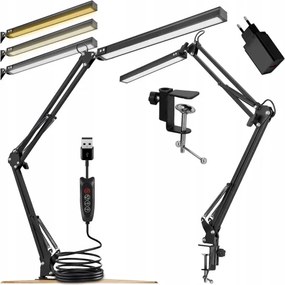 LED Stmievateľná stolná lampa s klipom LED/10W/5V 3000/4000/6000K čierna