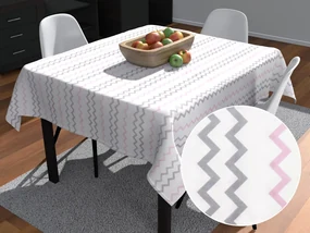 Biante Bavlnený štvorcový obrus Sandra SA-124 Ružovo sivé cik-cak pásiky 70x70 cm