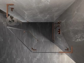 Mexen Lunar, L pravý výklopný päťuholníkový sprchový kút 100 x 80 cm, 8mm číre sklo, profil medená matná, 831L-100P-080L-65-00-P