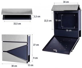 STILISTA poštová schránka so stojanom, oceľ, 37 x 10,5 cm
