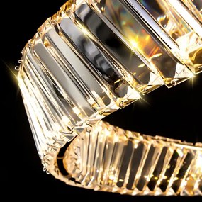 Krištáľový závesný LED luster APP1201-CP 50 cm zlatý/neutrálna biela