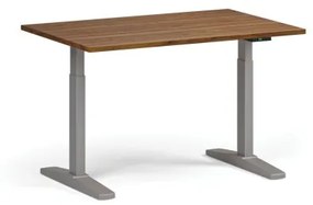Výškovo nastaviteľný stôl, elektrický, 675-1325 mm, doska 1200x800 mm, sivá podnož, orech