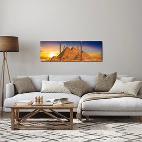 Obraz - Egyptské pyramídy (s hodinami) (90x30 cm)