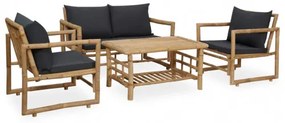 vidaXL 4-dielna záhradná sedacia súprava s vankúšmi bambus-