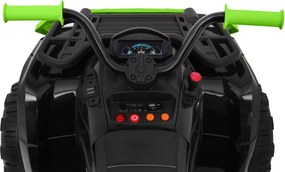 Ramiz Štvorkolka XL ATV 2,4 GHz na batérie pre deti čierna/zelená + diaľkové ovládanie + pohon 4x4 + nosič batožiny + pomalý štart + EVA + LED audio