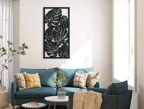 drevko Moderný obraz Listy kvetu Monstera deliciosa Rozmer obrazu: 44,5 x 22,5 cm, Farba dekorácie: Čierna