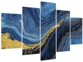 Obraz - Modro-zlatá abstrakcia (150x105 cm)