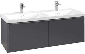 VILLEROY &amp; BOCH Subway 3.0 závesná skrinka pod dvojumývadlo, 2 zásuvky, s LED osvetlením, 1272 x 478 x 429 mm, Graphite, C567L0VR