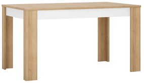 Kondela Jedálenský stôl LYOT03, rozkladací, dub riviera/biela s extra vysokým leskom, 140-180x85 cm, LEONARDO