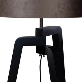 Stojacia lampa čierna s hnedým zamatovým tienidlom 50 cm - Puros