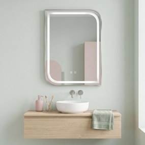 Rea ZONE, LED zrkadlo 60x80cm v ráme z brúsenej ocele, HOM-00301